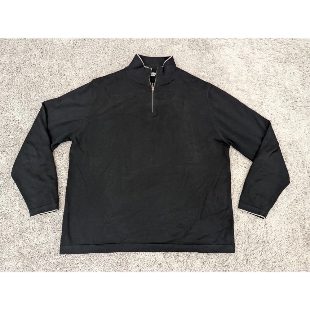Brandini Le Collezioni Pullover Sweater‎ Mens Large Black Quarter Zip